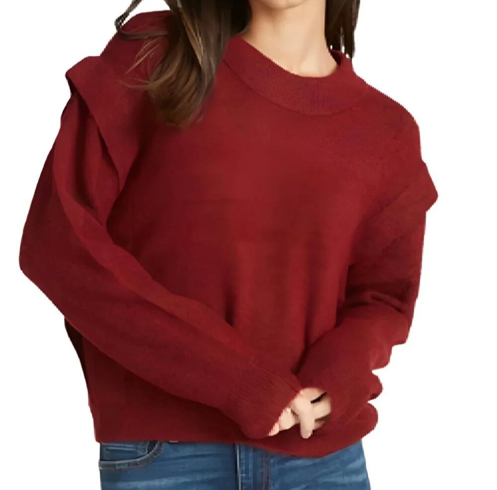 Vigoss Maroon Ruffle Sweater